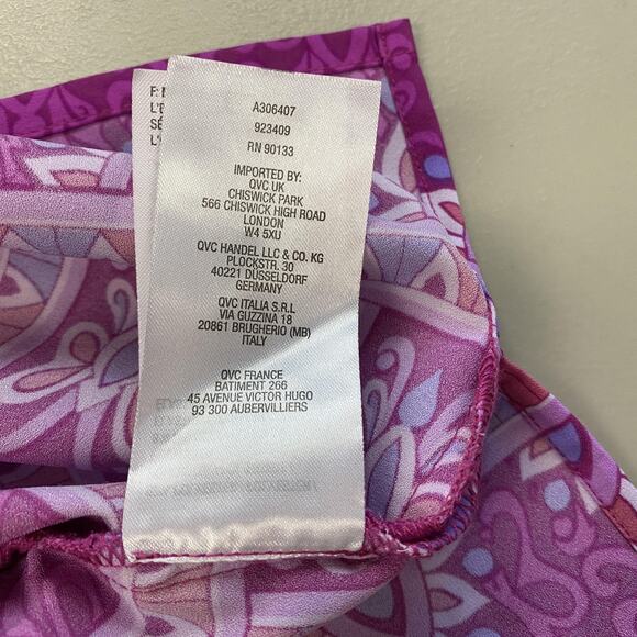 Bob Mackie Wearable Art Tunic Top Womens Large Purple Bandana Print Flowy Boho - Picture 11 of 13